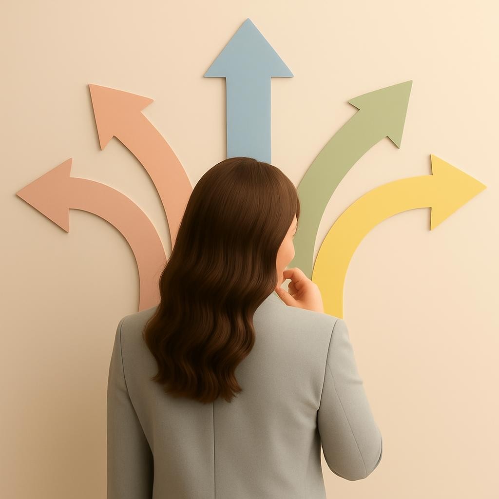 Change the color of the woman's jacket to a lighter gray color